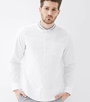 Varsity-Striped Collar Shirt