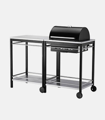 Charcoal grill with cart, stainless steel